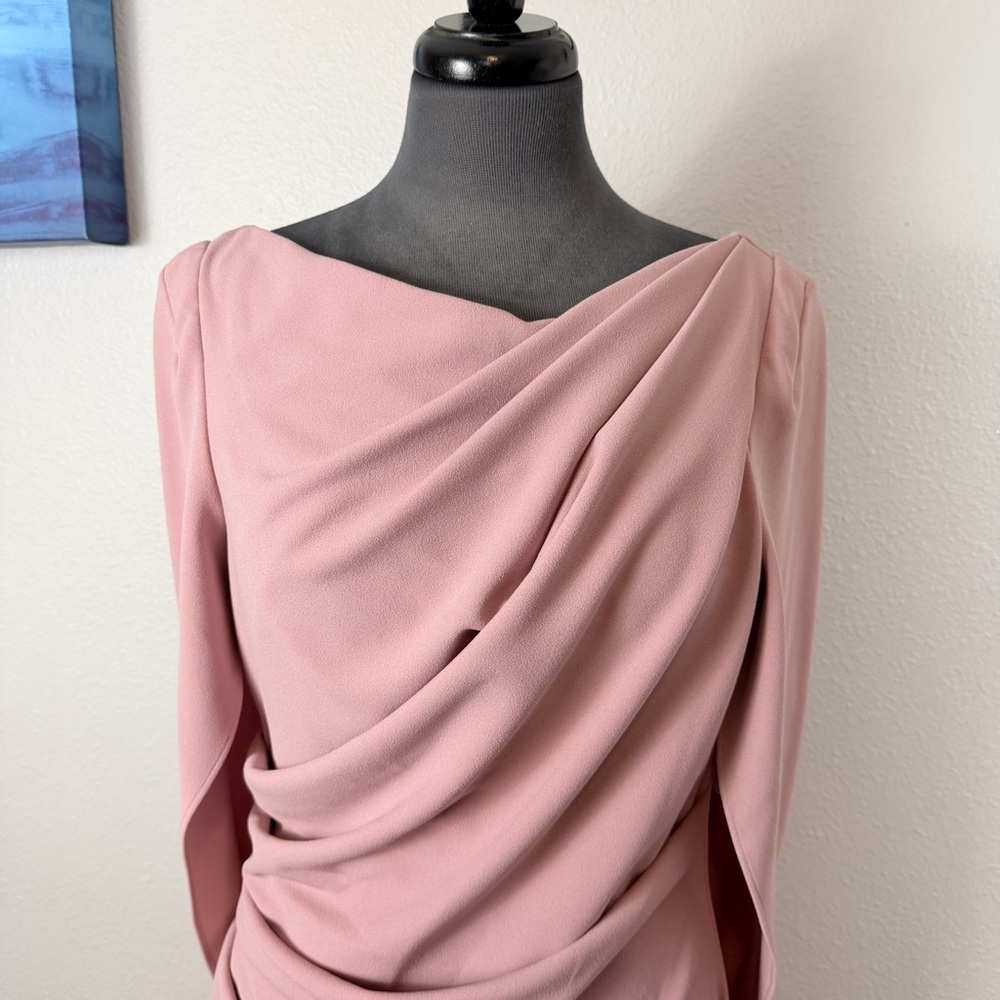 NWT! Draped Women's Rose Colored Dress - Picture 2 of 10